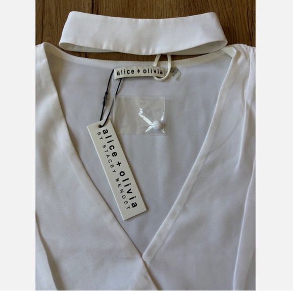 ★NWT Alice+Olivia Silk Blouse with detachable Choker White S★ - Picture 8 of 9